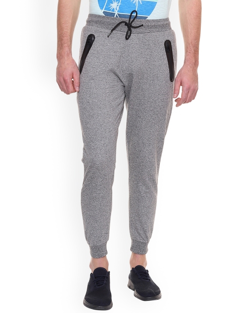 People Men Grey Slim Fit Solid Joggers