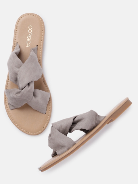 CORSICA Women Grey Solid Open Toe Flats