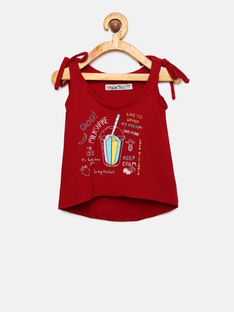Palm Tree Girls Red Printed Top
