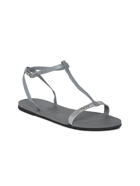 Havaianas Women You Belize Grey Solid T-Strap Flats