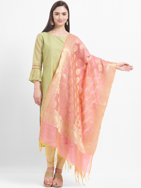 Viva N Diva Pink Woven Design Dupatta