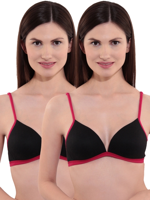 Floret Pack of 2 Plunge Bras T 3008, Black