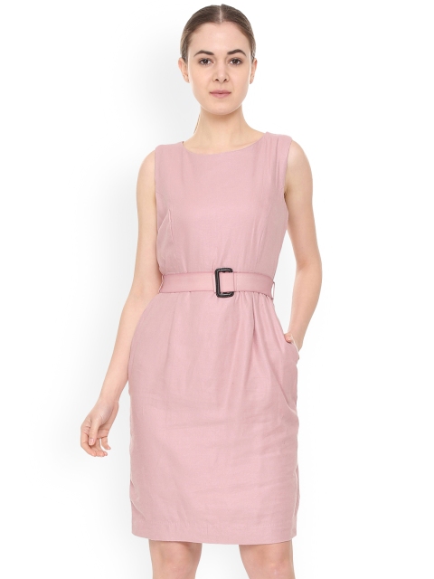 Van Heusen Woman Women Pink Solid Sheath Dress