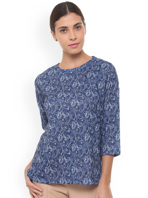 Allen Solly Women Blue Printed Top