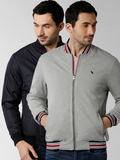 Peter England Casuals Men Grey & Navy Blue Reversible Bomber
Peter England Casuals Men Grey & Navy Blue Reversible Bomber