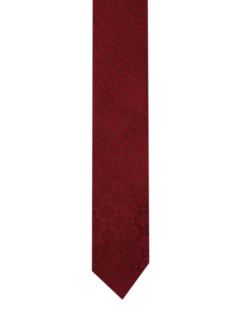 V Dot Maroon Woven Design Broad Tie