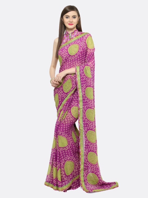 Shaily Purple Pure Chiffon Printed Bandhani Saree