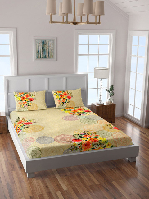 SPACES Pink & Yellow Floral 180 TC Cotton 1 Sustainable King Bedsheet with 2 Pillow Covers
SPACES Pink & Yellow Floral 180 TC Cotton 1 Sustainable King Bedsheet with 2 Pillow Covers