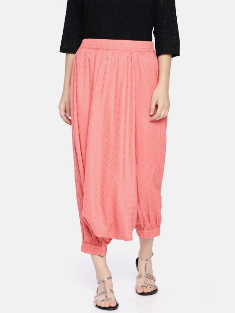 Colour Me by Melange Women Coral Pink Regular Fit Printed Drop Crotch Cropped Trousers
Colour Me by Melange Women Coral Pink Regular Fit Printed Drop Crotch Cropped Trousers