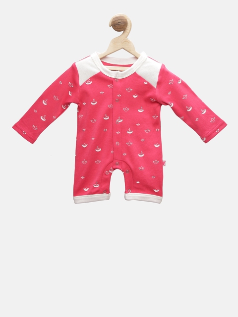 First Kick Boys Magenta Printed Romper