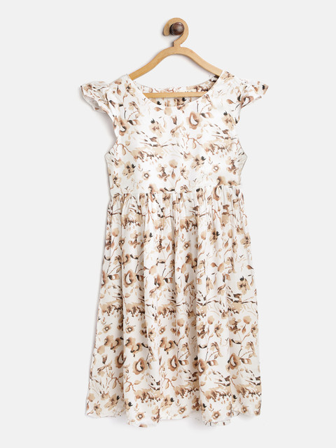 Bella Moda Girls White & Beige Printed Empire Dress 
Bella Moda Girls White & Beige Printed Empire Dress