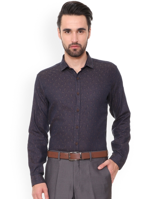 V Dot Men Purple Slim Fit Printed Casual Shirt