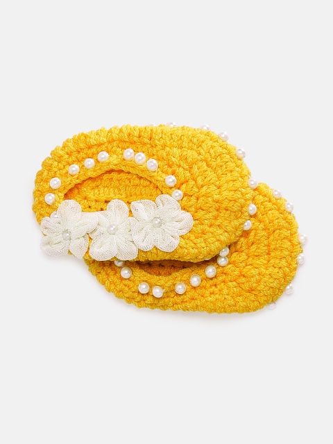 Magic Needles Girls Yellow Handmade Knit Crochet Woolen Booties with Flowers and Pearls
Magic Needles Girls Yellow Handmade Knit Crochet Woolen Booties with Flowers and Pearls