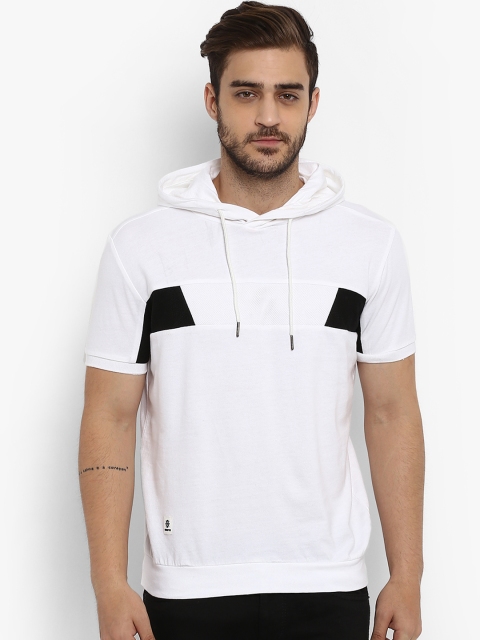 Mufti Men White Solid Hood T-shirt