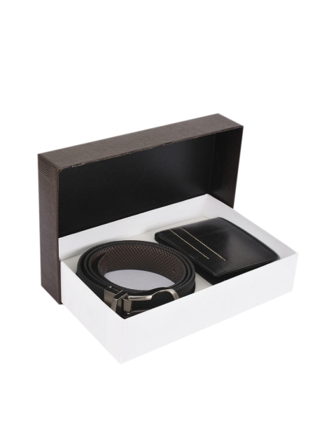 BuckleUp Men Black Leather Accessory Gift Set