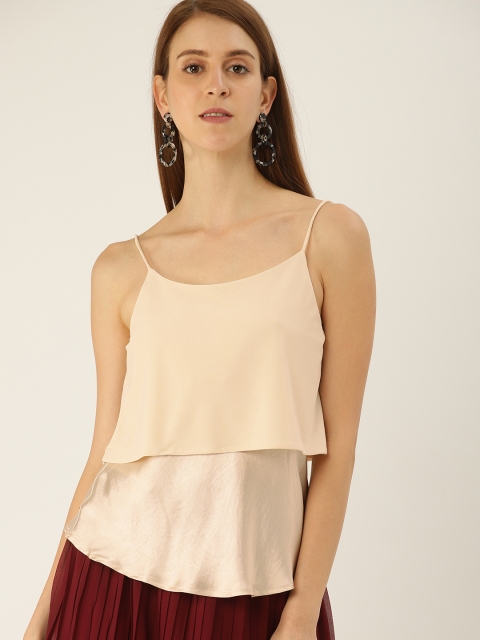 MANGO Women Beige Solid Boxy Top