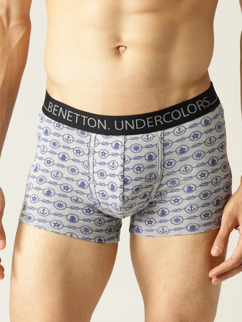Undercolors of Benetton Men Grey & Blue Printed Trunks 19P3P80BP39DI903