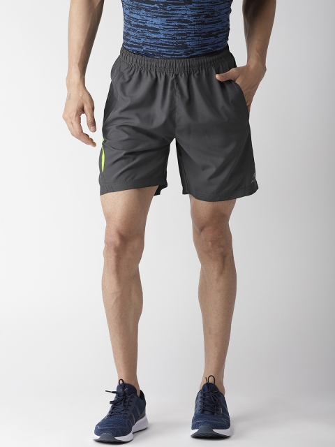 Alcis Men Charcoal Grey Solid Regular Fit Sports Shorts