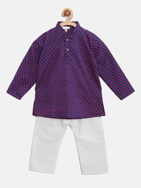 BownBee Boys Blue & White Printed Kurta with Pyjamas