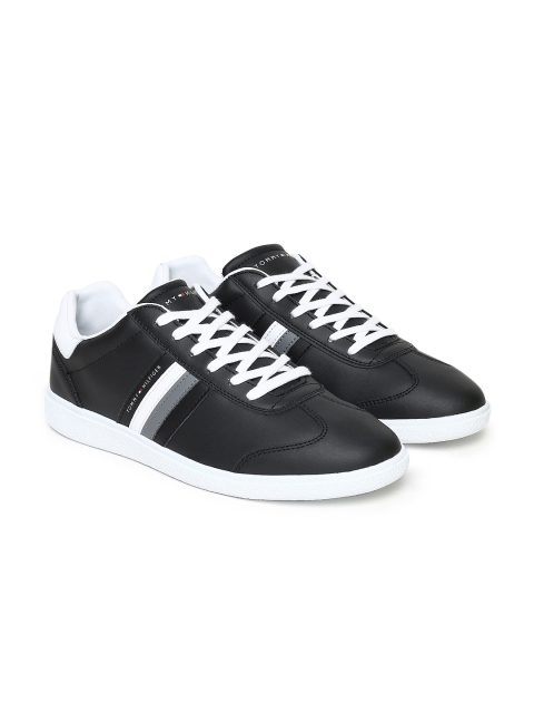 Tommy Hilfiger Men Charcoal Grey Leather Sneakers