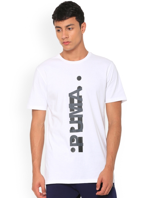 Puma Men White Printed Round Neck T-shirt