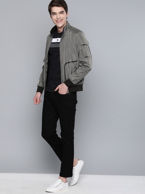 Mast & Harbour Men Grey Solid Bomber