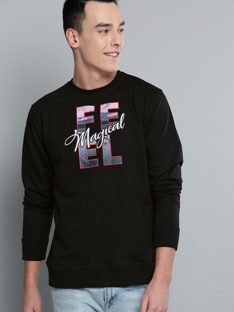 Mast & Harbour Men Black & Pink Printed Sweatshirt 
Mast & Harbour Men Black & Pink Printed Sweatshirt