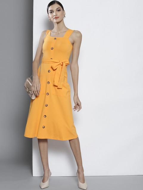 DOROTHY PERKINS Women Yellow Solid A-Line Dress 
DOROTHY PERKINS Women Yellow Solid A-Line Dress