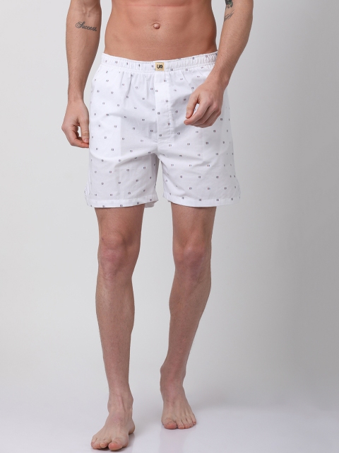 Urban Dog Men White Printed Boxers UDBX122