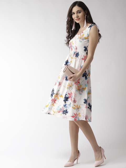 MISH Women White Printed Fit & Flare Dress