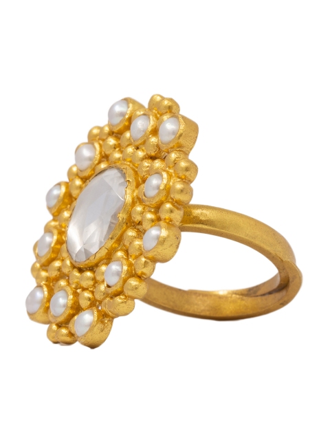 Unniyarcha Jewellery 18KT Gold-Plated & White Kundan & Pearl Studded Ajustable Finger Ring
Unniyarcha Jewellery 18KT Gold-Plated & White Kundan & Pearl Studded Ajustable Finger Ring