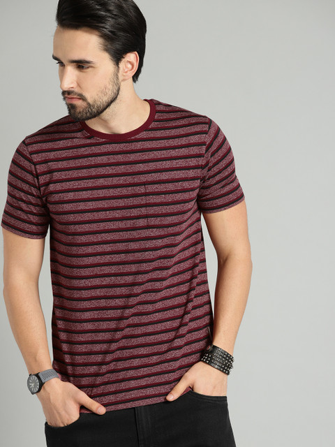 Roadster Men Maroon & Black Striped Round Neck T-shirt
Roadster Men Maroon & Black Striped Round Neck T-shirt