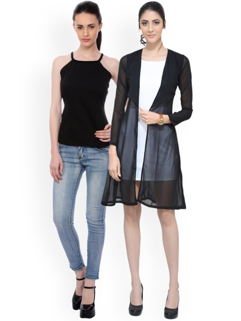 SCORPIOUS Women Pack of Shrug & Top, Black