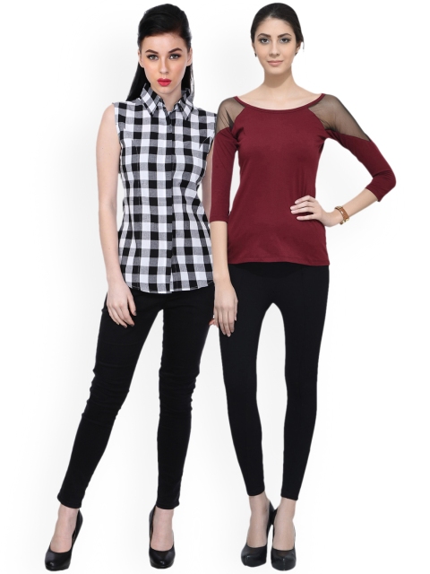 SCORPIOUS Women Pack of Shirt and Top, Maroon