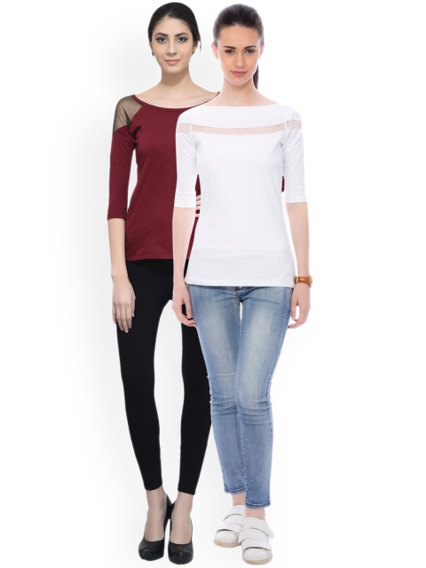 SCORPIUS Women Pack of 2 Tops, Maroon