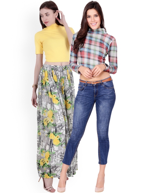 SCORPIUS Women Pack of 2 Tops, Yellow