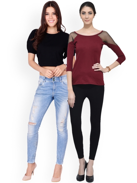 Scorpius Women Pack of 2 Tops, Maroon