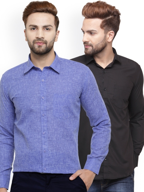 JAINISH Men Pack of 2 Classic Shirts, Black