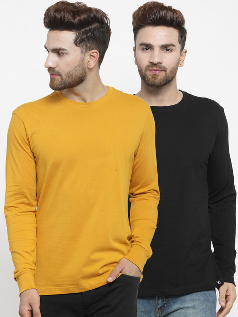 Friskers Men Pack of 2 Solid T-shirts, Mustard 
Friskers Men Pack of 2 Solid T-shirts, Mustard