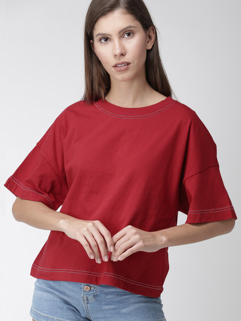 FOREVER 21 Women Red Solid Boxy Top 
FOREVER 21 Women Red Solid Boxy Top