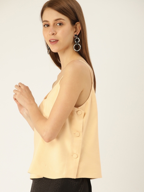 MANGO Women Cream-Coloured Solid Boxy Top