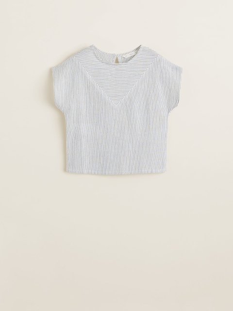 Mango Kids Girls White Striped Top