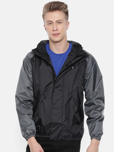 Wildcraft Men Black Hooded Waterproof Rain Jacket