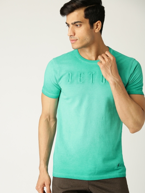 United Colors of Benetton Men Green Dyed Round Neck T-shirt