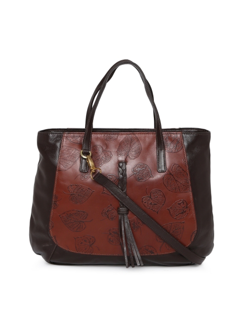 Hidesign Brown Printed Leather Handheld Bag