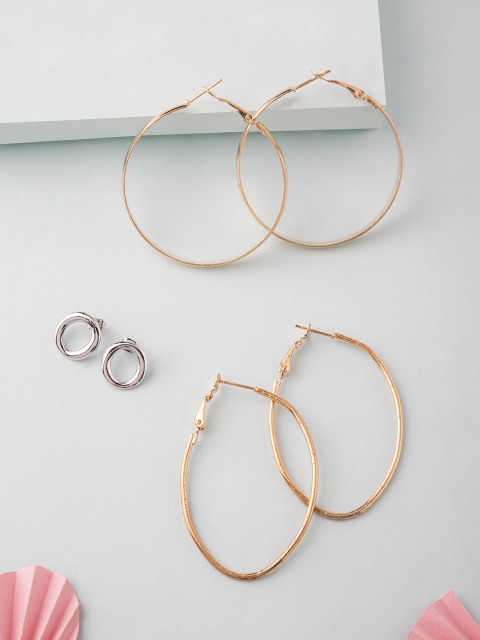 Rubans Set of 3 Handcrafted Earrings, Gold