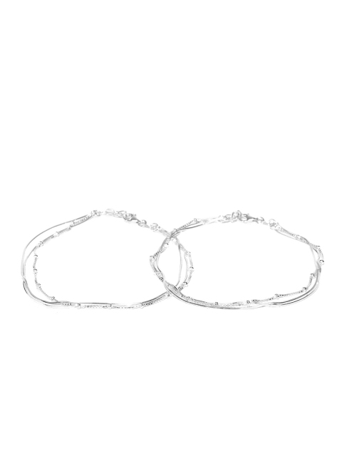 Carlton London Set of 2 925 Sterling Silver Multi-Stranded Anklets with Silver Plating
Carlton London Set of 2 925 Sterling Silver Multi-Stranded Anklets with Silver Plating