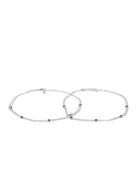 Carlton London Set of 2 925 Sterling Silver Dual Stranded Anklets with Silver Plating
Carlton London Set of 2 925 Sterling Silver Dual Stranded Anklets with Silver Plating