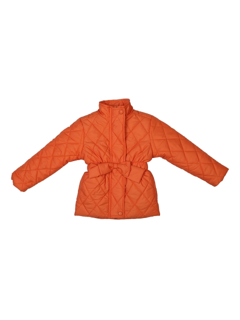 Allen Solly Junior Girls Orange Solid Quilted Jacket