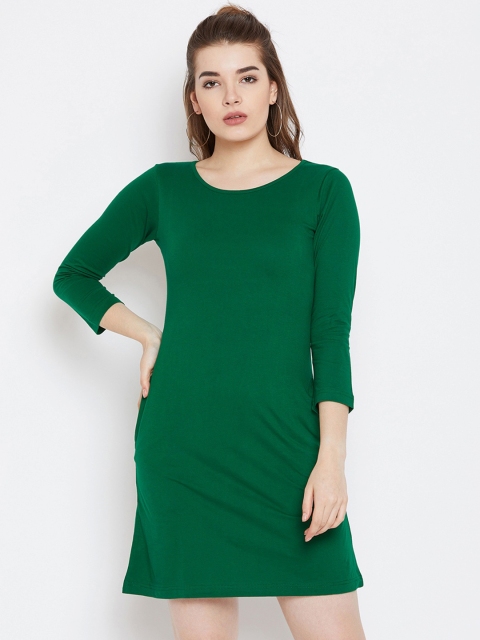 CHROME & CORAL Women Green Solid Bodycon Dress